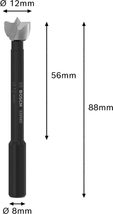 „Bosch EXPERT Wood Forstner“ grąžtas, 12 mm, skirtas tiksliam medienos gręžimui.